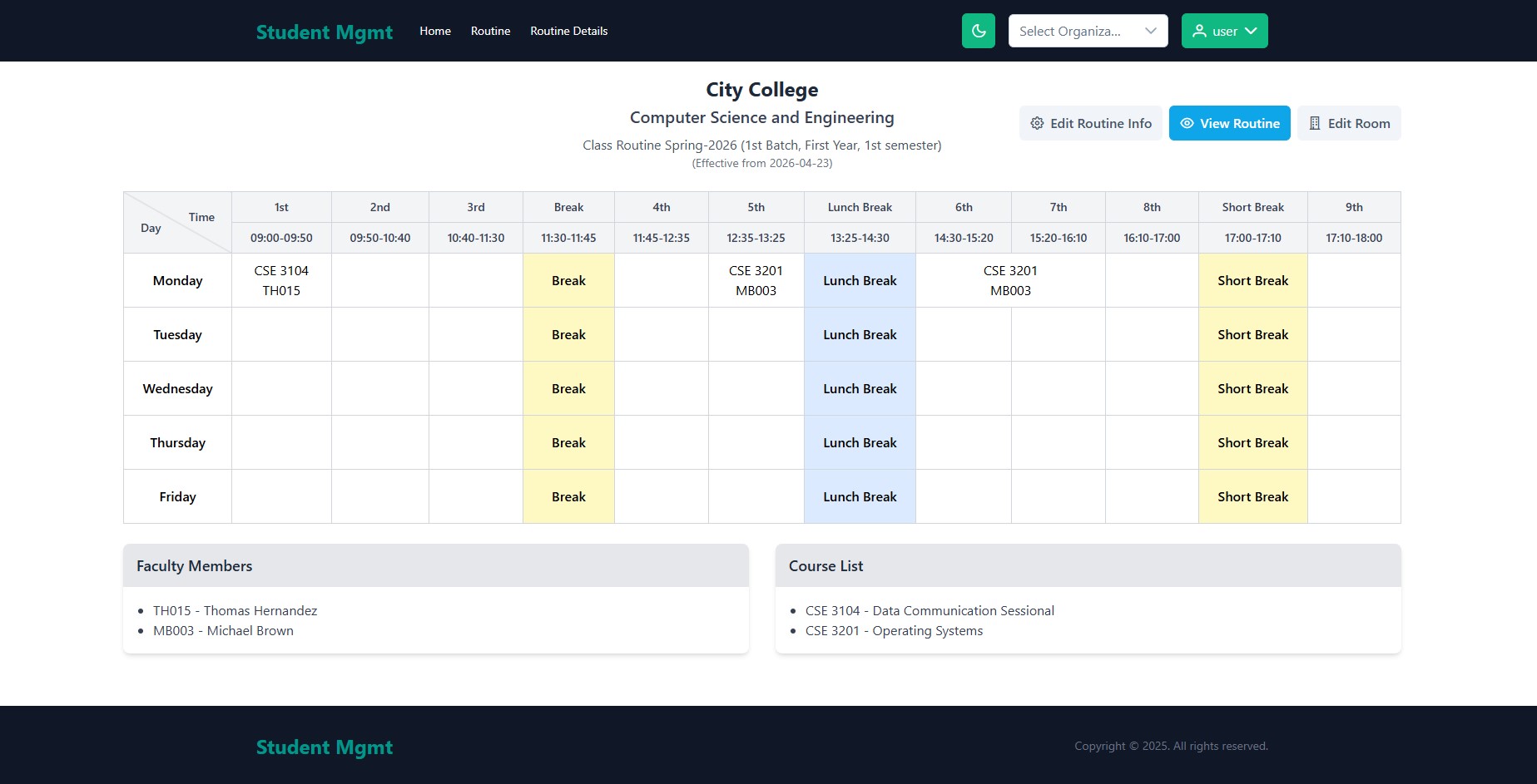 Routine Management System